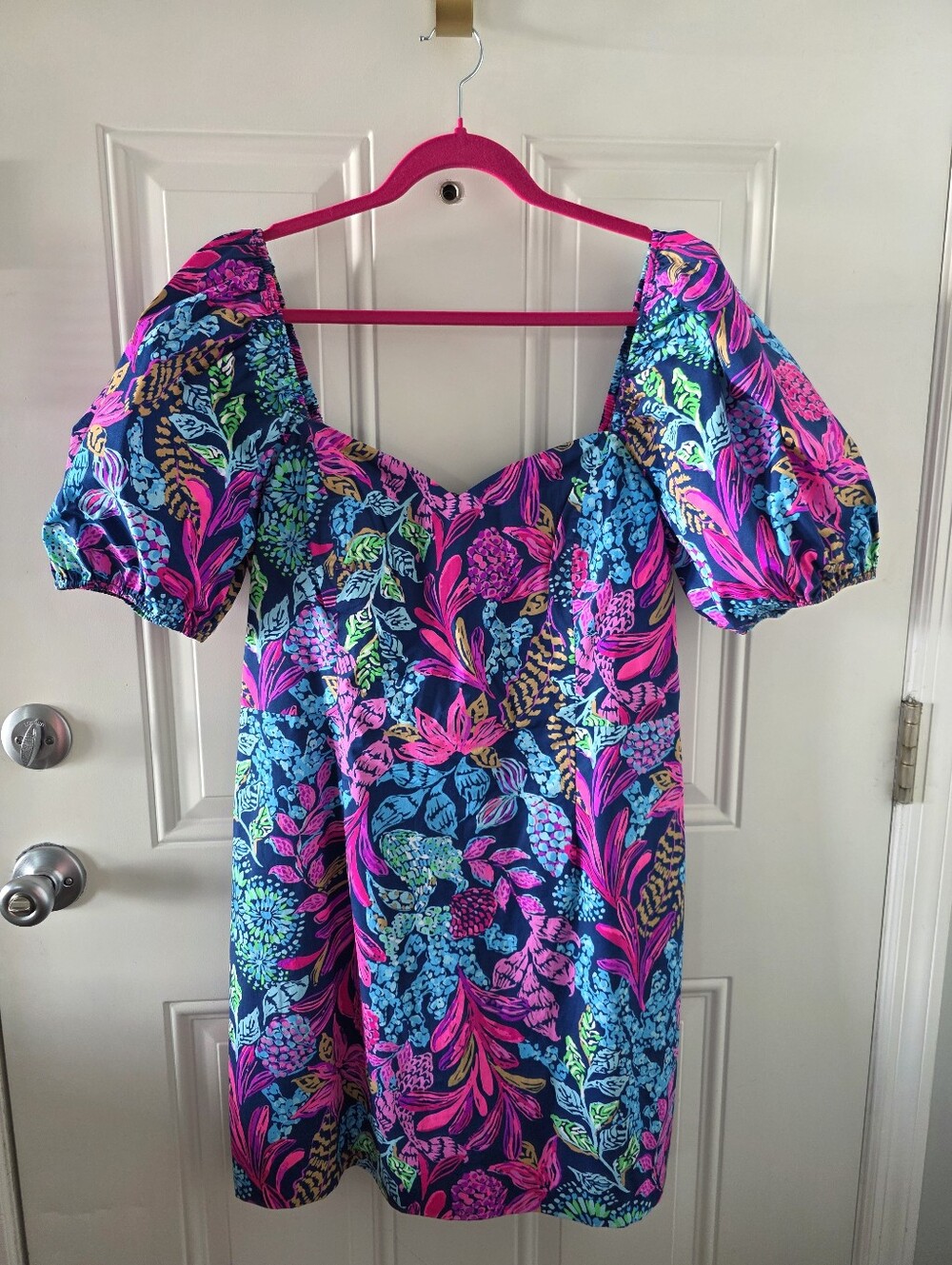 Lilly Pulitzer Navy Multi Floral Puff-Sleeve Romper